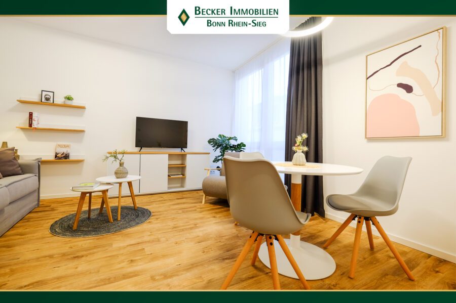 Neuwertige und schick möblierte 2-Zimmer-Wohnung in der Fußgängerzone von Bad Honnef mit Stellplatz - Impression Wohnbereich