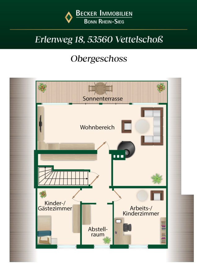 Attraktives Einfamilienhaus mit PKW-Garage, großem Garten & Sauna in ländlicher Lage von Vettelschoß - Grundriss Obergeschoss