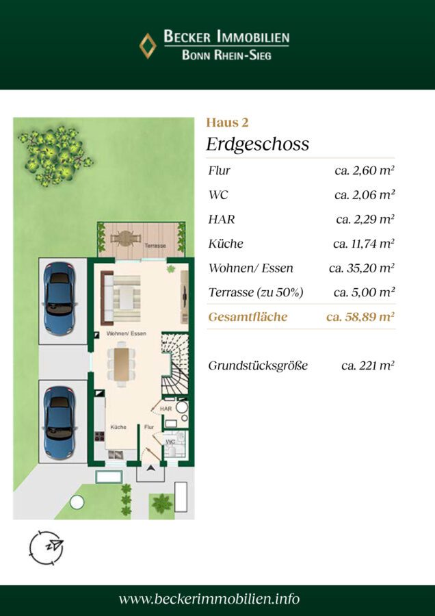 Drei neue Einfamilienhäuser mit PKW-Stellplätzen in ruhiger Stadtlage von Rheinbach, provisionsfrei - Grundriss Erdgeschoss