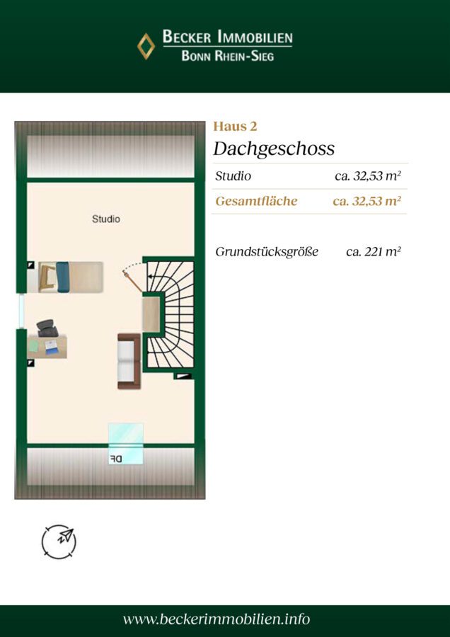 Drei neue Einfamilienhäuser mit PKW-Stellplätzen in ruhiger Stadtlage von Rheinbach, provisionsfrei - Grundriss Dachgeschoss