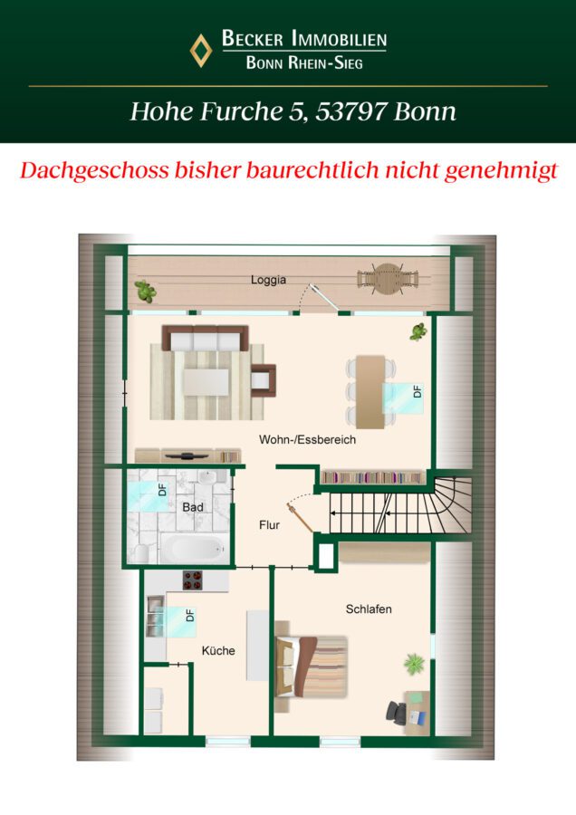 Freistehendes Einfamilienhaus mit großem Garten & PKW-Doppelgarage in ruhiger Lage von Lohmar-Birk - Grundriss Dachgeschoss