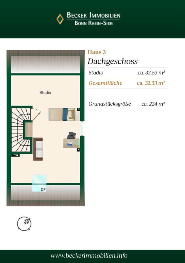 Drei neue Einfamilienhäuser mit PKW-Stellplätzen in ruhiger Stadtlage von Rheinbach, provisionsfrei - Grundriss Dachgeschoss